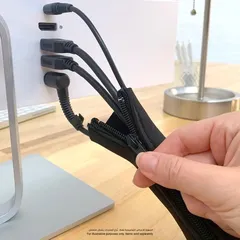 Wrap-It Cable Sleeve Zipper Pack (Black, 60.9 x 10 cm,  2 Pc.)