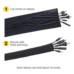 Wrap-It Hook & Loop Cable Sleeve (Black, 121.9 x 11.4 cm)