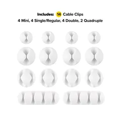 Wrap-It Adhesive Plastic Cable Clips Pack (White, 14 Pc.)