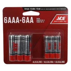 Ace Alkaline Battery 6AA+6AAA Pack (12 Pc.)