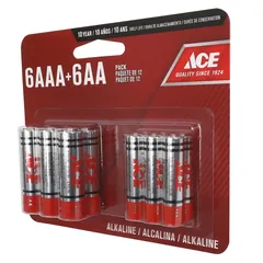 Ace Alkaline Battery 6AA+6AAA Pack (12 Pc.)