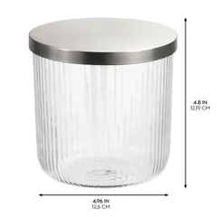 Interdesign Large Fluted Glass Canister (12.7 x 12.7 x 12 cm)