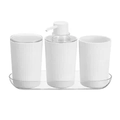 طقم موزع صابون مزخرف مع صينية انتر ديزاين (25 × 9 × 17 سم، 4 قطع)