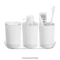 طقم موزع صابون مزخرف مع صينية انتر ديزاين (25 × 9 × 17 سم، 4 قطع)