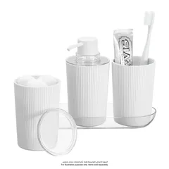 طقم موزع صابون مزخرف مع صينية انتر ديزاين (25 × 9 × 17 سم، 4 قطع)