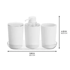 طقم موزع صابون مزخرف مع صينية انتر ديزاين (25 × 9 × 17 سم، 4 قطع)