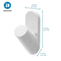 Interdesign Self-Adhesive Wall Hook Set (10 x 4.5 x 12.5 cm, White, 2 Pc.)