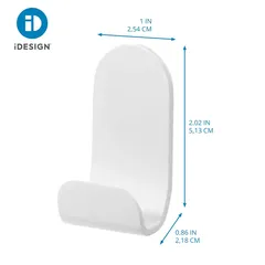 Interdesign Self-Adhesive Wall Hook Set (10.9 x 3.2 x 12.5 cm, White, 2 Pc.)