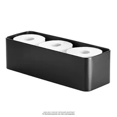 Interdesign Patton Toilet Steel Tissue Bin (Black, 15.8 x 43.8 x 13.3 cm)