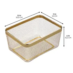 Interdesign Meshi Metal Pantry Basket (Brass, 31 x 23.5 x 15.8 cm)