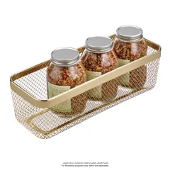 Interdesign Meshi Metal Pantry Basket (Brass, 41.2 x 15.8 x 3.3 cm)