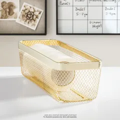 Interdesign Meshi Metal Pantry Basket (Brass, 41.2 x 15.8 x 3.3 cm)