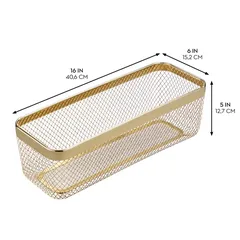 Interdesign Meshi Metal Pantry Basket (Brass, 41.2 x 15.8 x 3.3 cm)