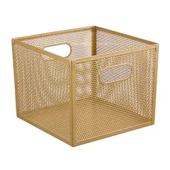 Interdesign Perforated Metal Bin (Brass, 25.4 x 25.4 x 20.3 cm)