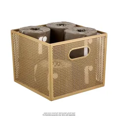 Interdesign Perforated Metal Bin (Brass, 25.4 x 25.4 x 20.3 cm)