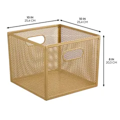 Interdesign Perforated Metal Bin (Brass, 25.4 x 25.4 x 20.3 cm)