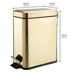 Interdesign Rectangle Steel Step Bin (5 L, Brass)