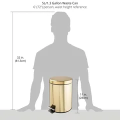 Interdesign Round Steel Step Bin (5 L, Brass)