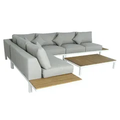 Oriana 5-Seater Corner Steel Outdoor Sofa Set W/Wood Top (65 x 55 x 81 cm)