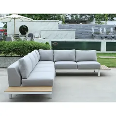 Oriana 5-Seater Corner Steel Outdoor Sofa Set W/Wood Top (65 x 55 x 81 cm)