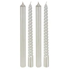 Atmosphera Glittery Twist Stick Candles Set (4 Pc, White)