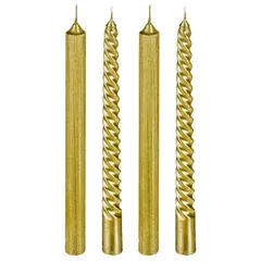 Atmosphera Glittery Twist Stick Candles Set (4 Pc, Gold)