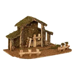 Atmosphera Usko Empty Crib with Led Festive Décor (38 x 22.5 x 28 cm, Brown)