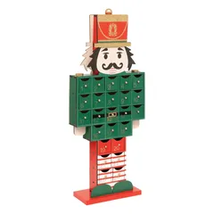 Atmosphera Nutcracker Advent Calendar Festive Décor (20.2 x 8 x 47.8 cm, Green)