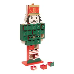 Atmosphera Nutcracker Advent Calendar Festive Décor (20.2 x 8 x 47.8 cm, Green)