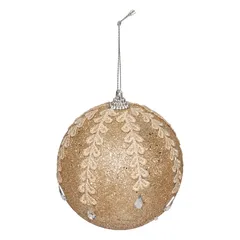 Atmosphera Polystyrene Embroidered Bauble (10 cm, Champagne)