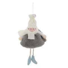 Atmosphera Textile Girl with Fur Tree Decor (23 cm, Gray)