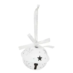 Atmosphera Metal Bell Tree Decor (7 cm, White and Silver)