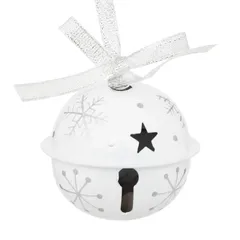 Atmosphera Metal Bell Tree Decor (7 cm, White and Silver)