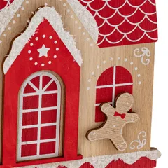 Atmosphera Wooden Gingerbread House Tree Decor (15 cm, Red)