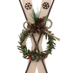 Atmosphera Wooden Pair of skis with Wreath Tree Decor (1 Pc, 26 cm)