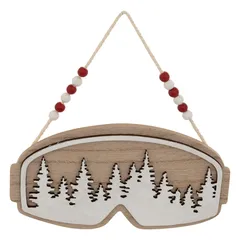 Atmosphera Wooden Ski Mask with Tree Reflections Tree Decor (1 Pc, 16 cm)