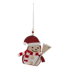 Atmosphera Santa Claus with Broom Wooden Tree Decor Set (2 Pc, 12 cm)