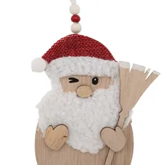 Atmosphera Santa Claus with Broom Wooden Tree Decor Set (2 Pc, 12 cm)