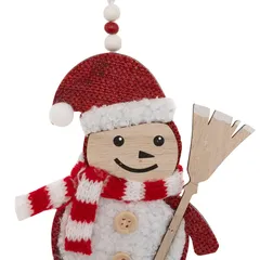 Atmosphera Santa Claus with Broom Wooden Tree Decor Set (2 Pc, 12 cm)