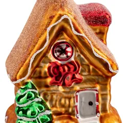 Atmosphera Gingerbread House Glass Tree Decor (1 Pc, 8.4 cm)