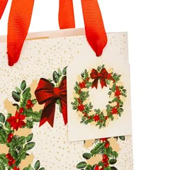 Atmosphera Christmas Wreath Print Medium Gift Bag (1 Pc, 26 x 32.4 cm)