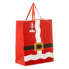 Atmosphera Glitter Santa Outfit Print Medium Gift Bag (1 Pc, 26.7 x 33 cm)