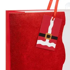 Atmosphera Glitter Santa Outfit Print Medium Gift Bag (1 Pc, 26.7 x 33 cm)