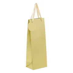 Atmosphera Glitter Bottle Size Gift Bag (Gold, 12.7 x 35.5 cm)
