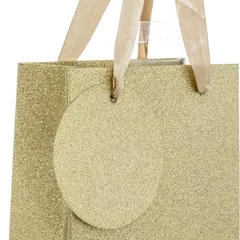 Atmosphera Glitter Bottle Size Gift Bag (Gold, 12.7 x 35.5 cm)