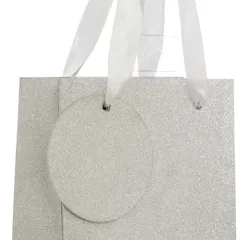 Atmosphera Glitter Bottle Size Gift Bag (Silver, 12.7 x 35.5 cm)