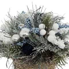 Atmosphera Christmas Blue Floral Arrangement in Pot (1 Pc, 23 x 23 cm)