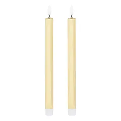 Atmosphera Battery-Operated LED Taper Candle Set (2 Pc, Gold, 28 cm)