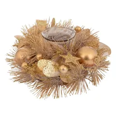 Atmosphera Natural Gold Candle Holder (1 Pc, 19 x 8 cm)