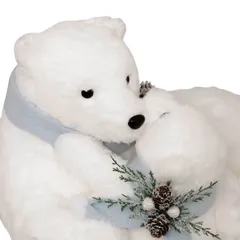 Atmosphera Bear with Baby and Blue Scarf Figure Decor (1 Pc, 49.7 x 33.5 cm)